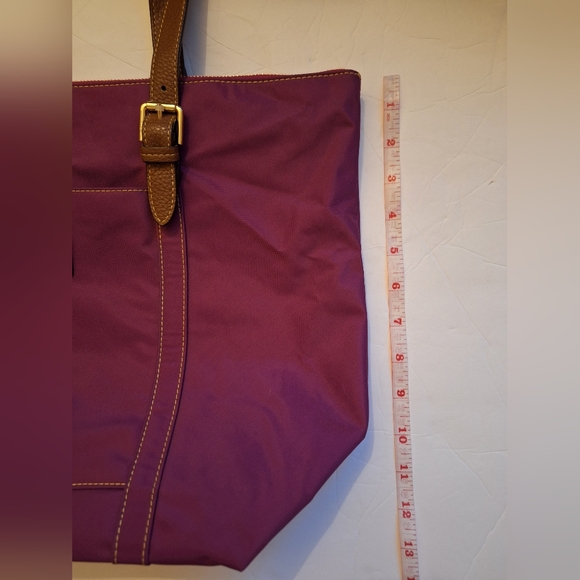 Ralph Lauren Purple Magenta Nylon Tote Shoulder Bag With Brown Straps - Picture 7 of 10